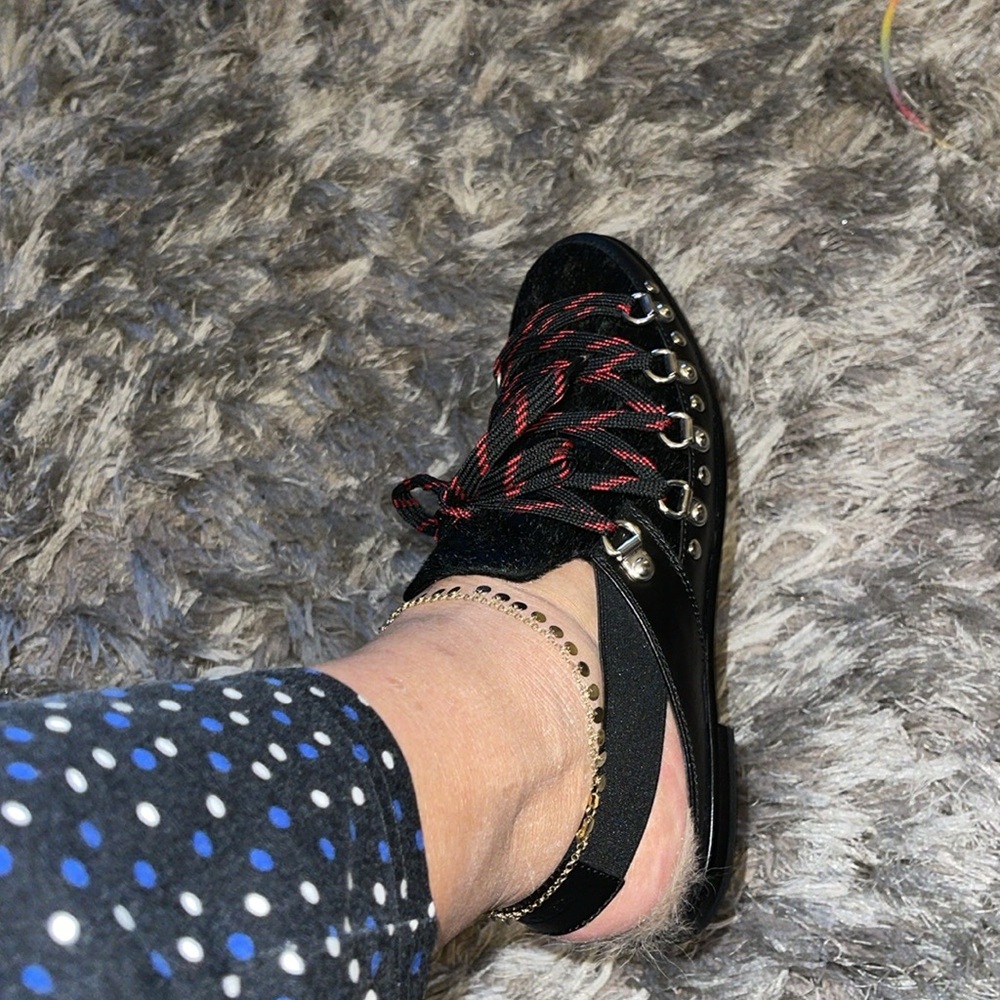 Preloved Montcler Amandine cow hair sandals Black n red size 39 Us size 8. - Picture 6 of 9